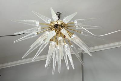  Venfield Custom Clear Murano Glass Spike Sputnik Flush Mount
