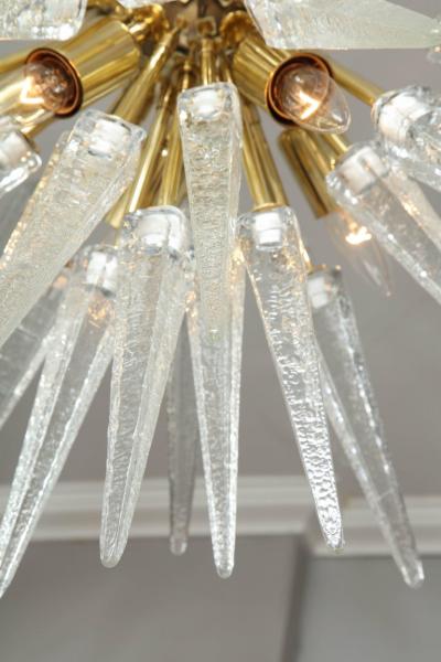  Venfield Custom Clear Murano Glass Spike Sputnik Flush Mount