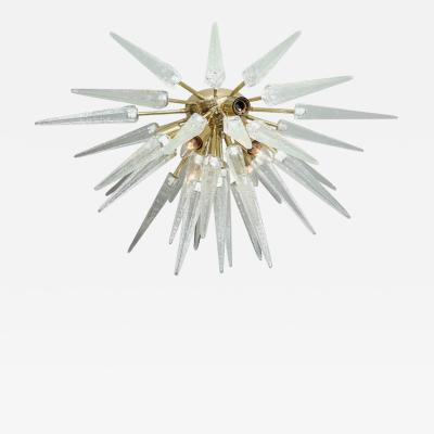  Venfield Custom Clear Murano Glass Spike Sputnik Flush Mount