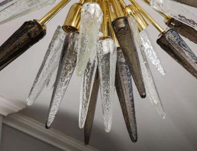  Venfield Custom Clear and Smoke Murano Glass Spike Flush Mount