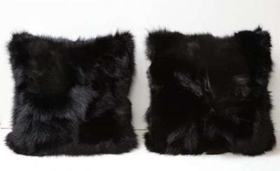  Venfield Custom Double Sided Toscana Shearling Pillow in Black Color