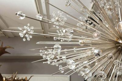  Venfield Custom Enormous Austrian Crystal and Glass Rod Sputnik Chandelier