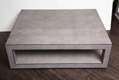  Venfield Custom Genuine Light Gray Shagreen Cocktail Table