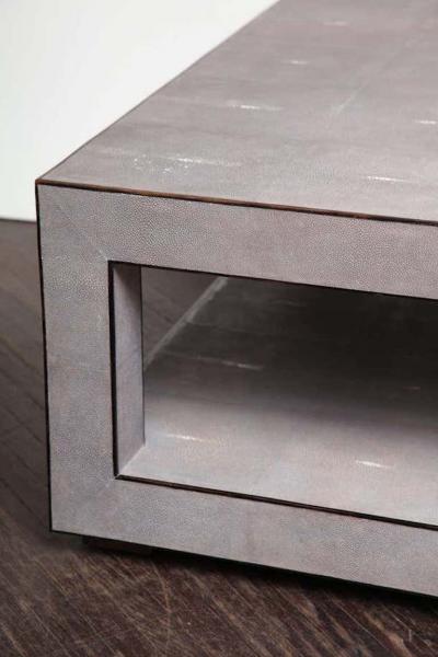  Venfield Custom Genuine Light Gray Shagreen Cocktail Table