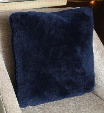  Venfield Custom Genuine Shearling Pillow in Dark Navy