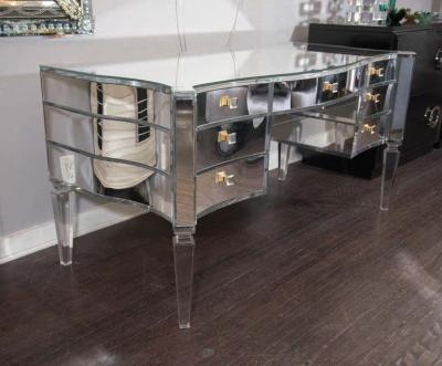  Venfield Custom Glamorous Mirrored Writing Desk with Acrylic Legs