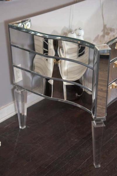 Venfield Custom Glamorous Mirrored Writing Desk with Acrylic Legs