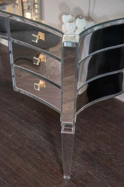  Venfield Custom Glamorous Mirrored Writing Desk with Acrylic Legs