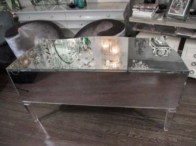  Venfield Custom Glamorous Mirrored Writing Desk with Acrylic Legs