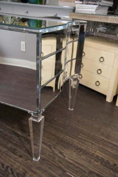  Venfield Custom Glamorous Mirrored Writing Desk with Acrylic Legs