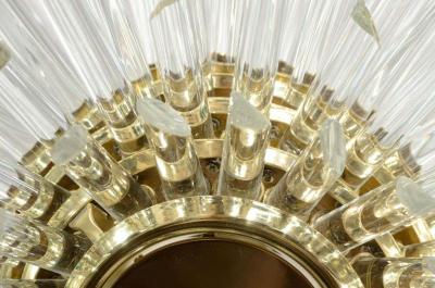  Venfield Custom Illuminating Glass Rod Sputnik Chandelier in Polished Brass