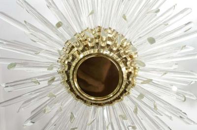  Venfield Custom Illuminating Glass Rod Sputnik Chandelier in Polished Brass