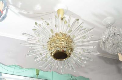  Venfield Custom Illuminating Glass Rod Sputnik Chandelier in Polished Brass