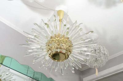  Venfield Custom Illuminating Glass Rod Sputnik Chandelier in Polished Brass