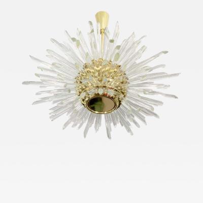  Venfield Custom Illuminating Glass Rod Sputnik Chandelier in Polished Brass
