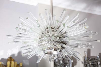  Venfield Custom Illuminating Glass Rod Sputnik Chandelier in Polished Nickel