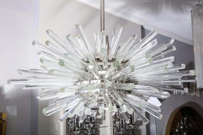  Venfield Custom Illuminating Glass Rod Sputnik Chandelier in Polished Nickel