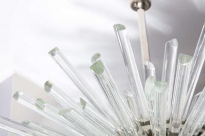  Venfield Custom Illuminating Glass Rod Sputnik Chandelier in Polished Nickel