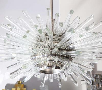  Venfield Custom Illuminating Glass Rod Sputnik Chandelier in Polished Nickel