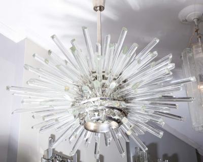  Venfield Custom Illuminating Glass Rod Sputnik Chandelier in Polished Nickel