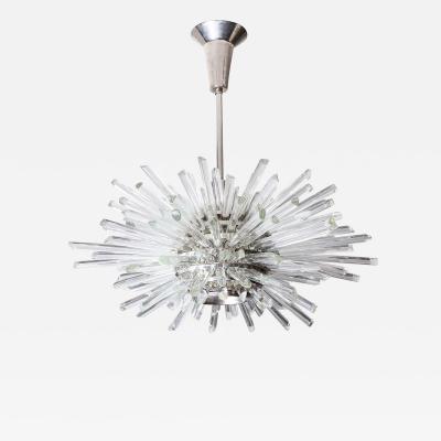  Venfield Custom Illuminating Glass Rod Sputnik Chandelier in Polished Nickel