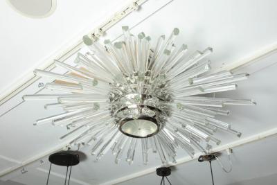  Venfield Custom Illuminating Glass Rod Sputnik Flush Mount in Polished Nickel
