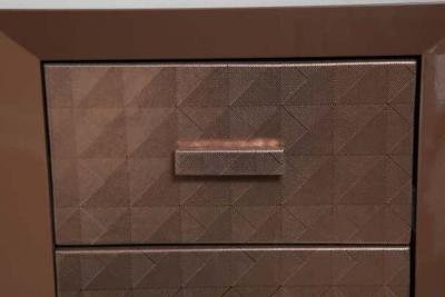  Venfield Custom Lacquered Nightstands with Embossed Leather Drawer Fronts