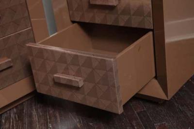  Venfield Custom Lacquered Nightstands with Embossed Leather Drawer Fronts