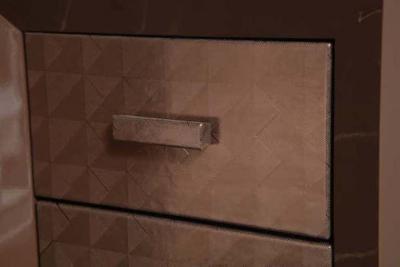  Venfield Custom Lacquered Nightstands with Embossed Leather Drawer Fronts