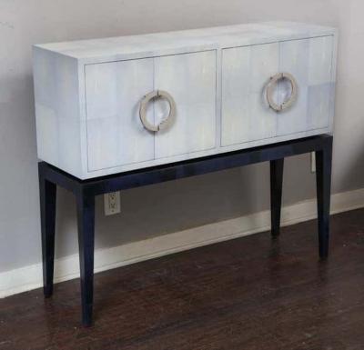  Venfield Custom Lagoon Blue Shagreen Bar Cabinet