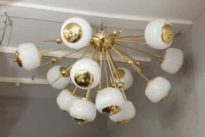  Venfield Custom Milk Glass Globe Sputnik Flush Mount Chandelier