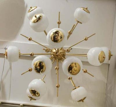  Venfield Custom Milk Glass Globe Sputnik Flush Mount Chandelier