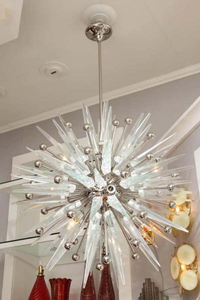  Venfield Custom Murano Clear Glass Spike Sputnik with Nickel Spheres