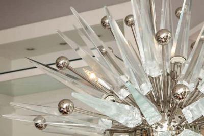  Venfield Custom Murano Clear Glass Spike Sputnik with Nickel Spheres