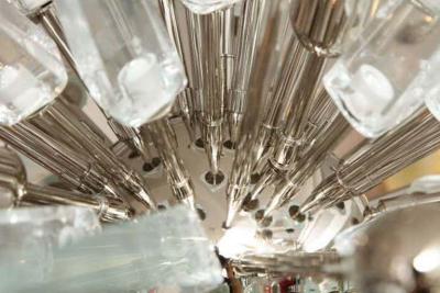  Venfield Custom Murano Clear Glass Spike Sputnik with Nickel Spheres