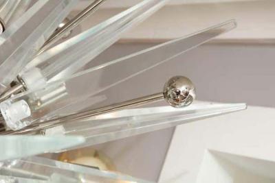  Venfield Custom Murano Clear Glass Spike Sputnik with Nickel Spheres