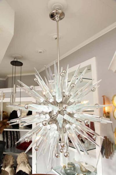  Venfield Custom Murano Clear Glass Spike Sputnik with Nickel Spheres