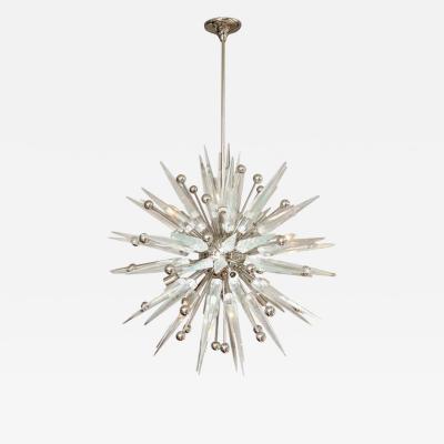  Venfield Custom Murano Clear Glass Spike Sputnik with Nickel Spheres