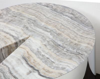  Venfield Custom Onyx and Wrapped Stainless Steel Side Table