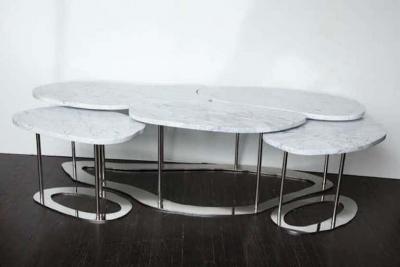  Venfield Custom Organic Free Form Marble Cocktail Table