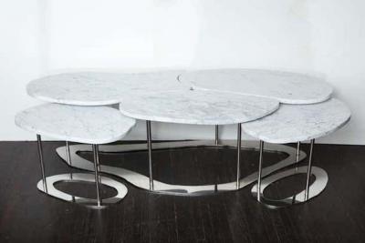  Venfield Custom Organic Free Form Marble Cocktail Table