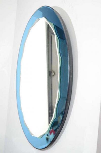  Venfield Custom Oval Wave Mirror in Cerulean Blue Mirror Frame