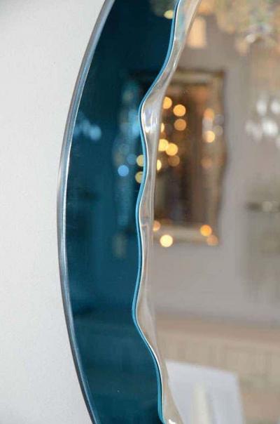  Venfield Custom Oval Wave Mirror in Cerulean Blue Mirror Frame
