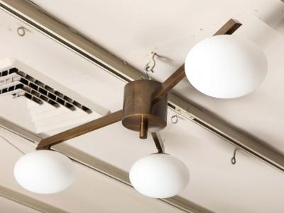  Venfield Custom Petite 3 Opaline Glass Globe Flush Mount Fixture