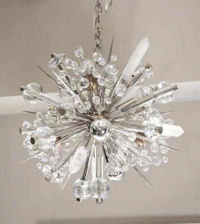  Venfield Custom Petite Austrian Crystal and Rock Crystal Sputnik Chandelier