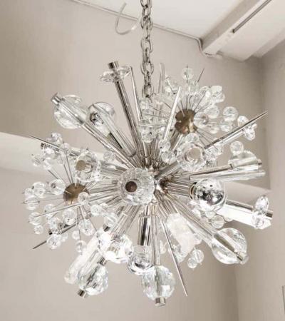  Venfield Custom Petite Austrian Crystal and Rock Crystal Sputnik Chandelier