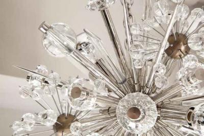  Venfield Custom Petite Austrian Crystal and Rock Crystal Sputnik Chandelier