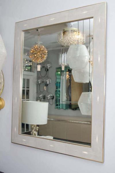  Venfield Custom Shagreen Mirror with Brass Trim