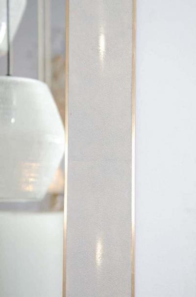  Venfield Custom Shagreen Mirror with Brass Trim