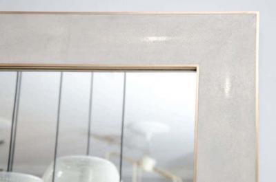  Venfield Custom Shagreen Mirror with Brass Trim